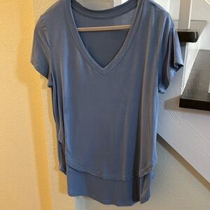 Latched Mama V- neck boyfriend t shirt in a periwinkle blue.